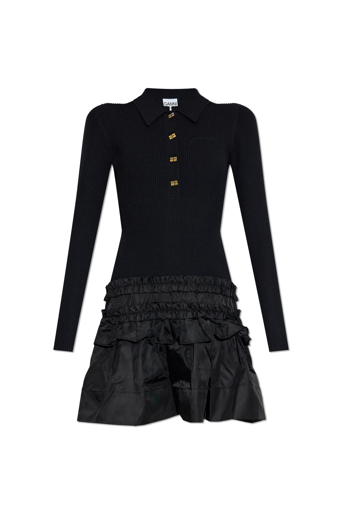 GANNI フロラルフリントフリツショセットミティトレス F9551 252 Ganni Dress with a ruffle | Women's Clothing | Vitkac
